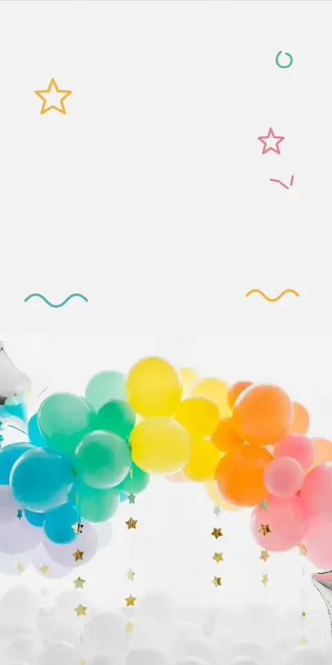 Digital invitation for a kids’ birthday party, Balloon rainbow design