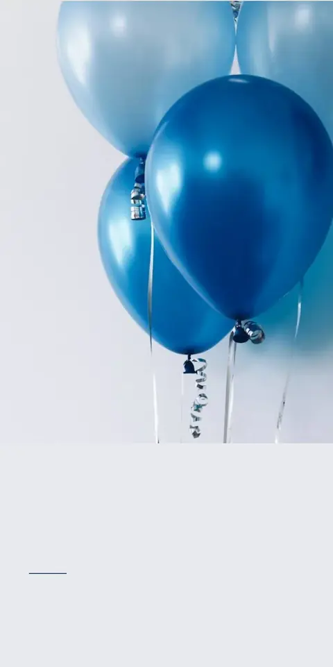 Digital christening invitation for a boy, Blue balloons design