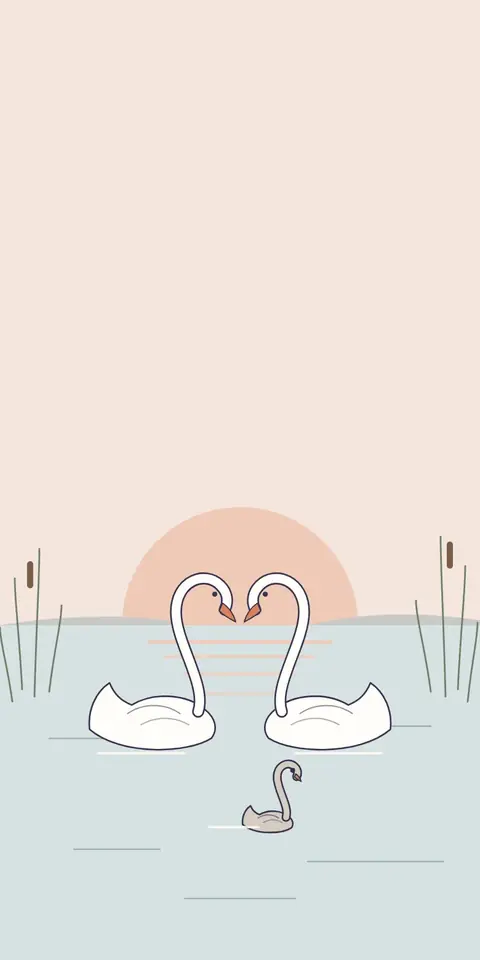 Digital wedding and christening invitation, Swans design