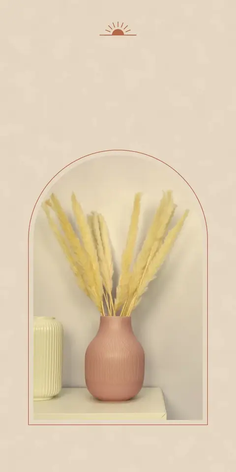 Digital christening invitation, Pampas in a vase design