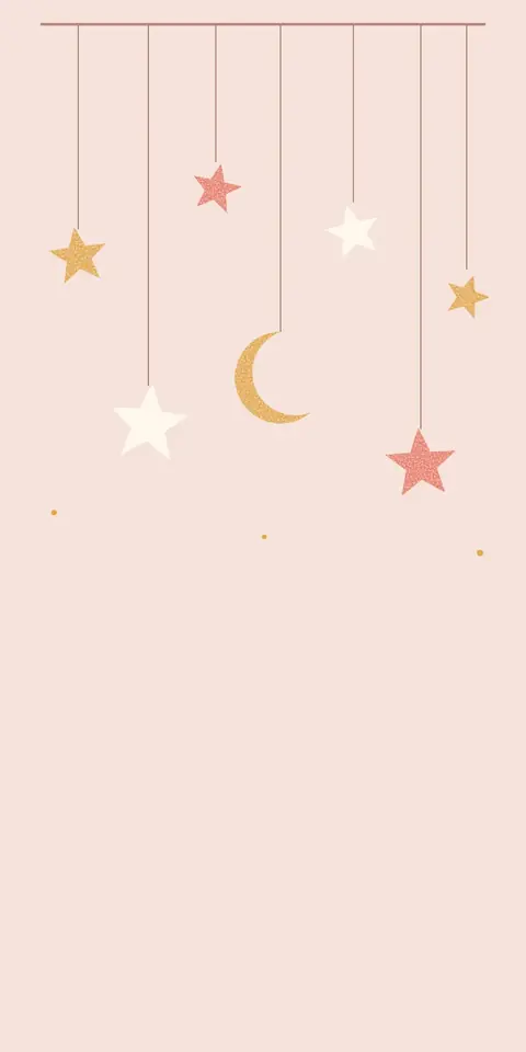 Digital christening invitation for a girl, Paper stars in pink design