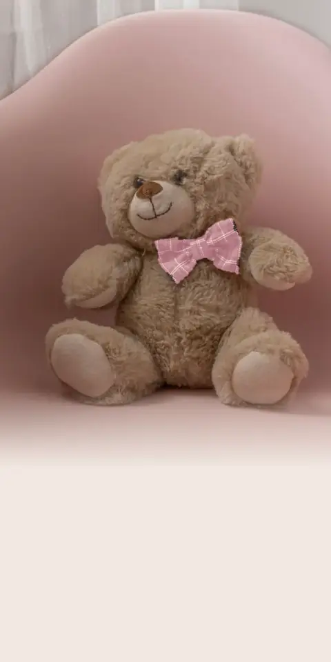 Digital christening invitation for a girl, Teddy bear in blush design