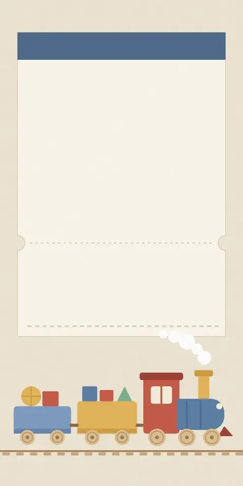 Digital christening invitation for a boy, Toy train design