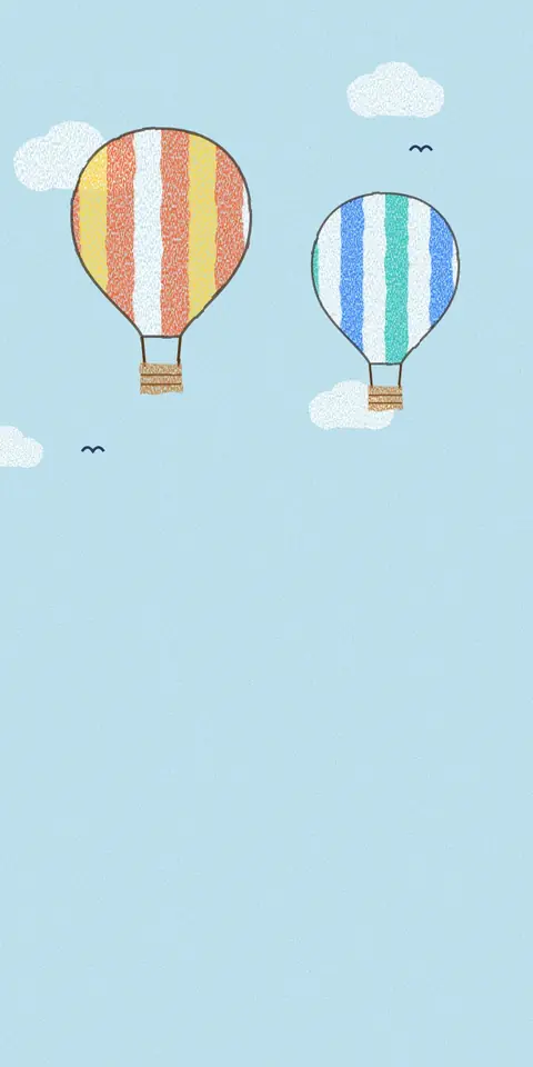 Digital christening invitation for twin boys, Two hot-air balloons design