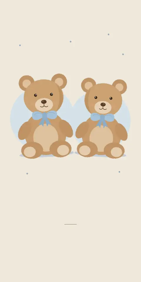 Digital christening invitation for twin boys, Teddy bears design